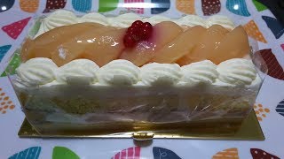 【咀嚼音なし】ケーキ大人食い_白桃のBOXケーキ【パティスリー菓響】