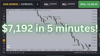 How I made $7,192 Today in 5 minutes Trading NQ using the 15 second chart (ICT Student)