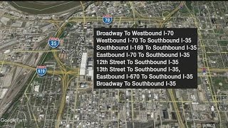 Multiple interstate lane closures around downtown Kansas City expected this weekend