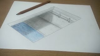 【トリックアート】紙に穴を開けると下水道がある描き方　How to Draw a Hole in Paper with a Sewer Trick Art Method