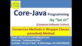 41. Conversion Methods in Wrapper Classes || parseXxx() method