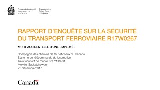 R17W0267 - Rapport d'enquête sur le décès d’un employé à la gare de triage de Melville (Sask.)