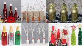 11 Christmas bottle art easy design, Christmas bottle decoration ideas