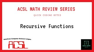ACSL Math: Recursive Functions