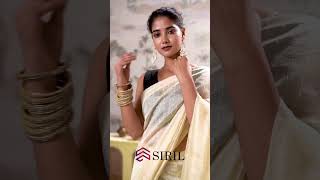 SIRIL Ready to Wear Dyed, Woven, Embellished Bollywood Silk Blend Saree  (Cream)