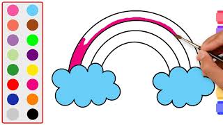 How to Draw a Rainbow and Clouds Easy with Coloring follow along drawing lesson step by step easy