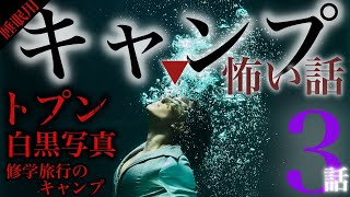 キャンプにまつわる怖い話 3話【トプン・白黒写真・修学旅行のキャンプ】#朗読 #怪談 #睡眠用 #キャンプ #にちゃんねる