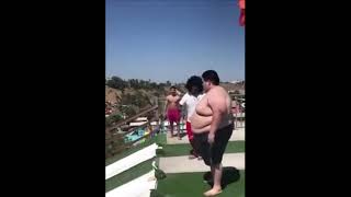 Funny Fatty Boy Slip \u0026 Fly Water Slide