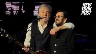 Paul McCartney and Ringo Starr thrill fans with surprise reunion at a London concert