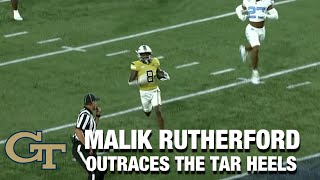 Georgia Tech's Malik Rutherford Outraces The Tar Heels To The End Zone