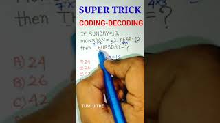 Excellent Coding-Decoding Trick | Coding Decoding| Reasoning Tricks| #shorts
