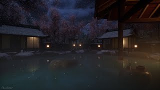 Onsen Ambience In A Mountain Village | Onsen Water Sounds