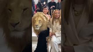 Kylie Jenner's Lion's Head Dress at the Schiaparelli Couture Show #shorts #shortvideo #kyliejenner