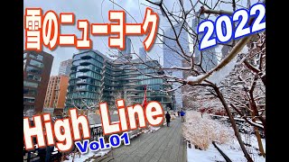 【NY大雪】雪のニューヨーク ・貴重映像・雪のHigh Lineを散策−０１・Hudson Yardsから14stまで縦断してみました。