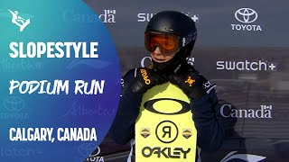 Cameron Spalding celebrates maiden career podium | Calgary | FIS Snowboard