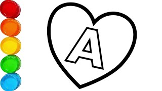 كيف ترسم الحرف A داخل قلب خطوة بخطوة | رسم سهل | رسم اطفال | تعليم الرسم للاطفال والمبتدئين