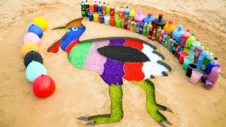 How to make Rainbow Cassowary Bird with Orbeez, Coca Cola, Fanta vs Mentos & Pop