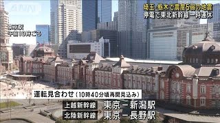 埼玉・栃木で震度5弱の地震 停電で東北新幹線一時運休(2024年3月21日)