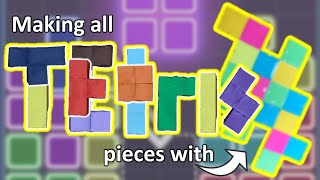 Making all origami Tetris pieces from ONE crease pattern