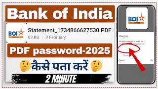 BOI Bank statement PDF password Kaise Pata kare|| Bank of India statement|| BOI statement password..