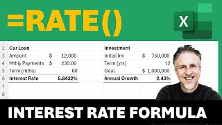 💵Excel RATE Function - Interest Rate Formula