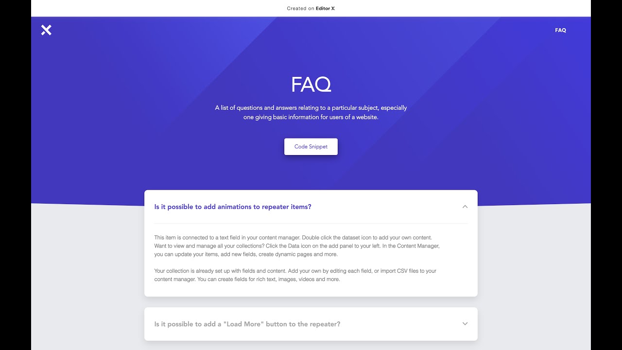 How To Create A Custom FAQ Using Repeater In Editor X | Editor X - YouTube