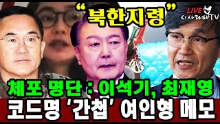 [주요 심층분석] - 여인형 메모 '이석기 최재영' 등장은 디올백 사건 배후 북한으로 하려던 것, 그 이후 북한 소행 계엄령 선포 사전에 조작하려던 것