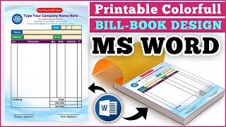 How to Make Printable Colorful Bill Design in Ms Word || Bill Book, Receipt Bill, Cash Bill Design