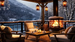 Cozy Winter Coffee Shop Ambience ⛄ Smooth Jazz Instrumental Music & Crackling Fireplace for Relaxing