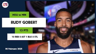 RUDY GOBERT 13 PTS vs HOU 06 Feb 24-25 MIN Highlights