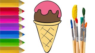 Draw the 🍦 A For Kids Drawing Coloring | 유아와 아이들을 위 한 알파벳 따라 그리기 색칠하기 | 알파벳 읽는 방 법 심플 컬러