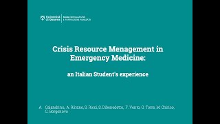 Crisis Resource Menagement in Emergency Medicine: an Italian Student's experience
