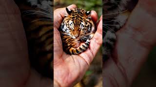 You Won’t Believe This Mini Tiger in My Hand! 🐯🥰#cute #love #nature #animals #wildlife