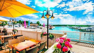Seaside Cafe Ambience in Naantali, Finland - Bossa Nova, Soothing Jazz, Ocean Wave Sound for relax