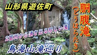 胴腹滝　鳥海山の伏流水が岩の割れ目2箇所から湧き出る珍しい滝【山形県遊佐町】2023.05.05