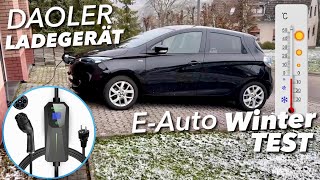 E-Auto Winter Road Trip mit dem DAOLER Ladegerät Schuko zu TYP 2 - Steckdosen laden bei Minusgraden