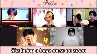 Stray kids being a mess on their 4th anniversary zoom live