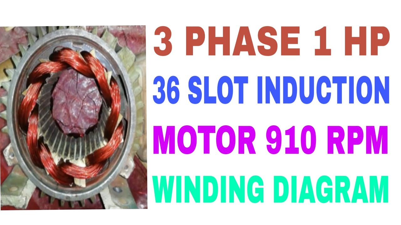 3 Phase 1hp 36 Slot Induction Motor 910 RPM Winding Diagram In Hindi 1 ...