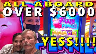 ALL ABOARD PIGGY PENNIES SLOT MACHINE MASSIVE MAJOR HAND PAY AT BLUE CHIP CASINO