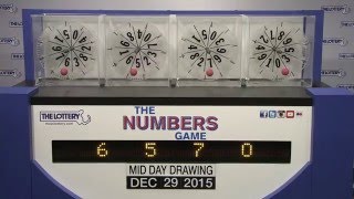 Midday Numbers Game Drawing: Tuesday, December 29, 2015