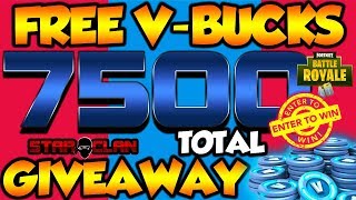 7500 v bucks giveaway fortnite battle r - free v bucks win