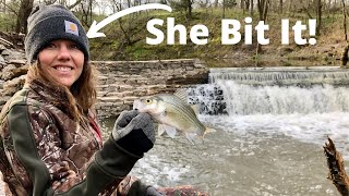 I Hooked a Monster Fish and She Almost Fell in the Creek!