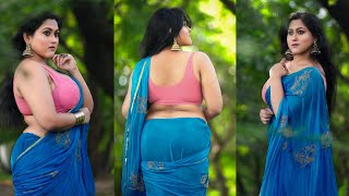 Fashion Hut Feat. Mounita | Sky Blue Colour Chiffon Saree | Amazon India | 2024