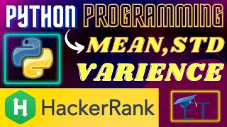 MEAN, VAR AND STD in Hindi || NumPy || HackerRank || Python Programming || Rajnish Chaurasia
