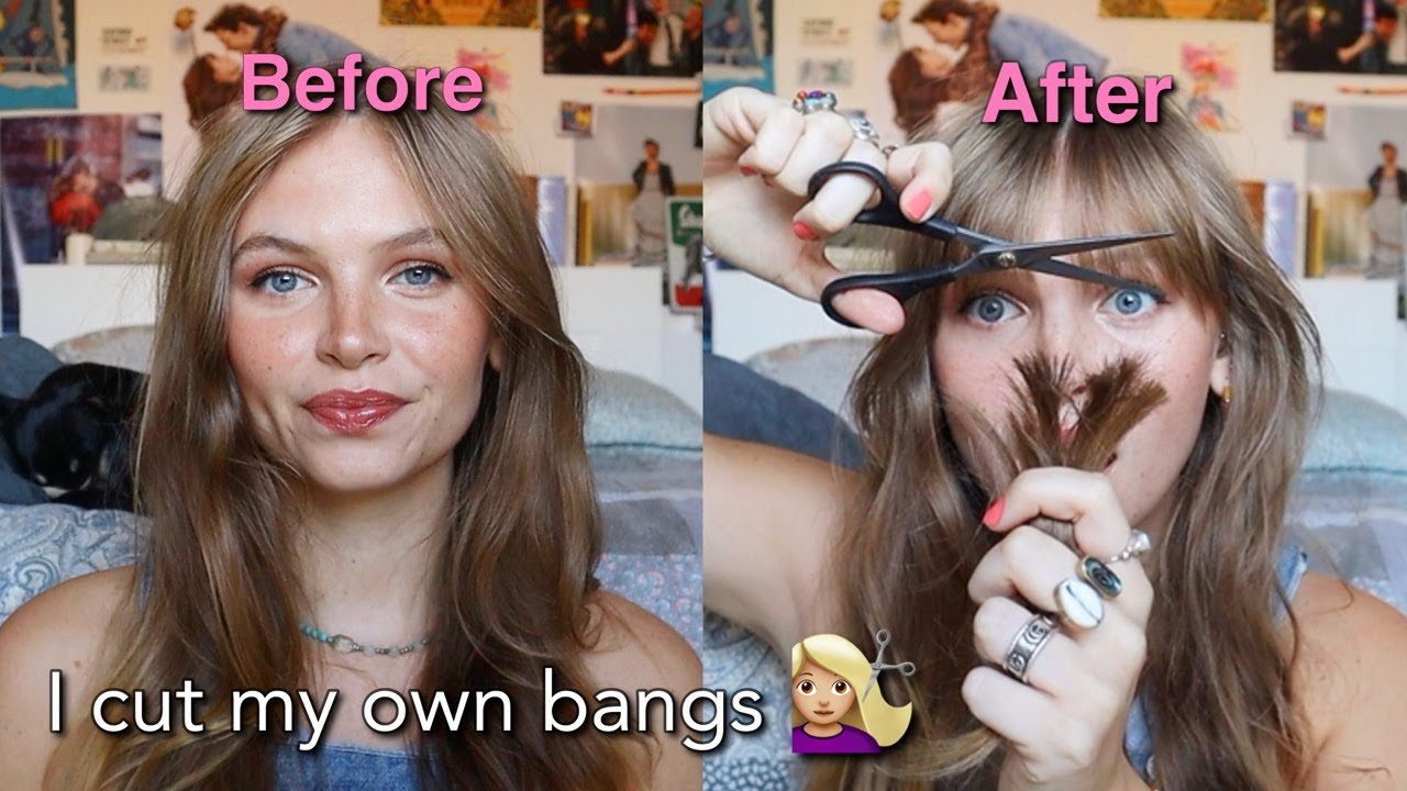 How I Cut My Bangs Layers Youtube