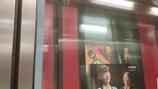 (Not carry passengers) Mtr IKK train passing though the platform at east tsim sha tsui station