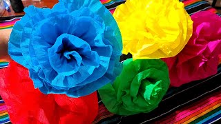 Cómo se hacen Flores con papel Crepé| Flores en 3 Minutos|Forma fácil de hacer Flores| Manualidades