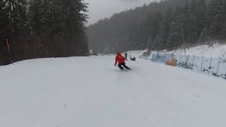 Skiing ⛷ on a snowy day at Aprica 🇮🇹