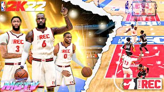NBA 2K22 LEBRON JAMES BUILD TAKES THE REC WITH AD AND RUSS OVERPOWERED DEMIGOD SMALL FORWARD BUILD