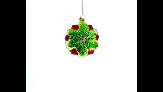 Elegant Poinsettia with Mother of Pearls - Blown Glass Christmas Ornament (CC-0716)